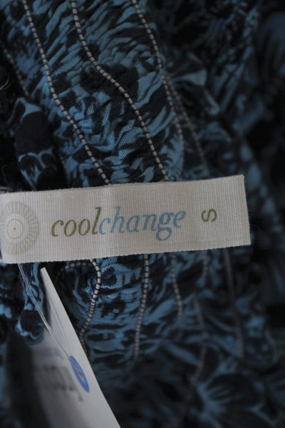 Cool Change Womens Dark Blue Floral Maxi Sundress Square Neck Tie Size S