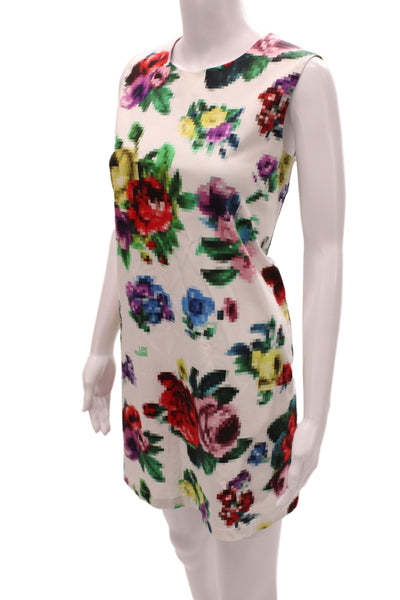 Love Moschino Women Shift Mini Floral Silk Dress Sleeveless Round Neck Size 4
