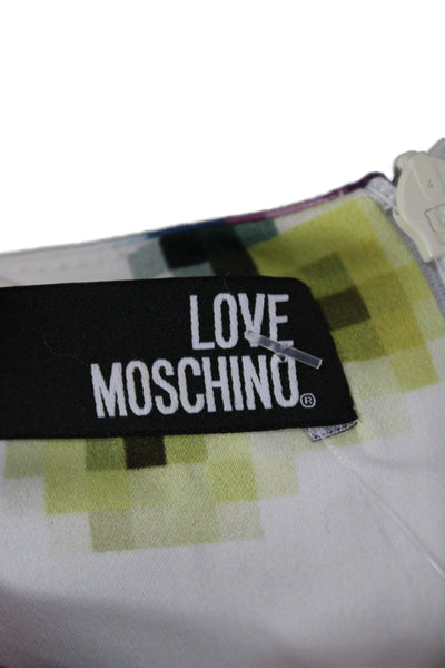 Love Moschino Women Shift Mini Floral Silk Dress Sleeveless Round Neck Size 4