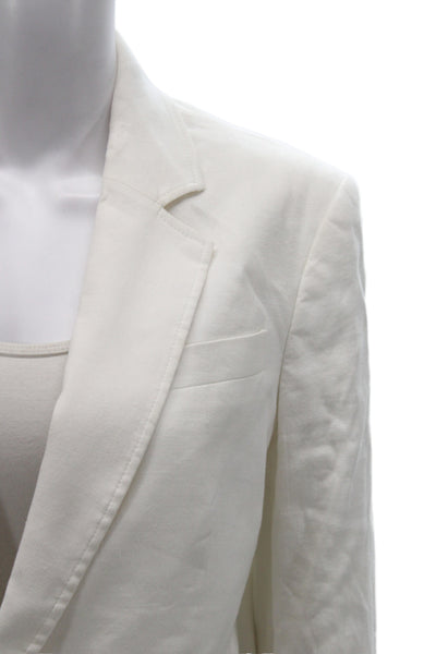 A.L.C. Women Classic White Collared Linen Cotton Blazer Long Sleeve Size 6