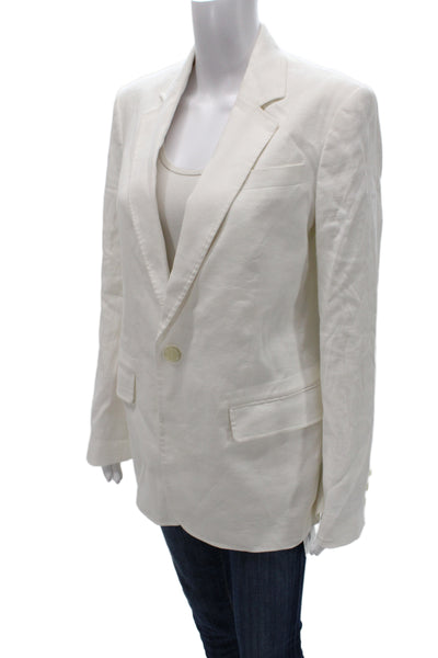 A.L.C. Women Classic White Collared Linen Cotton Blazer Long Sleeve Size 6