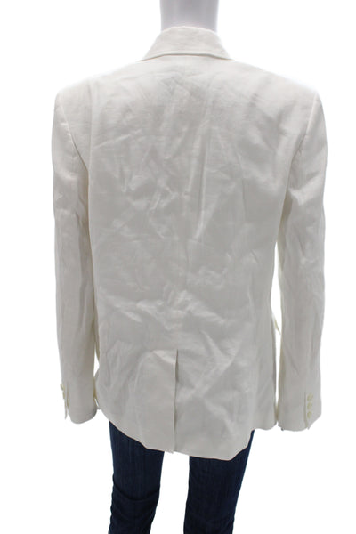 A.L.C. Women Classic White Collared Linen Cotton Blazer Long Sleeve Size 6