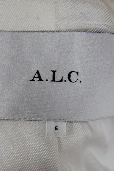 A.L.C. Women Classic White Collared Linen Cotton Blazer Long Sleeve Size 6