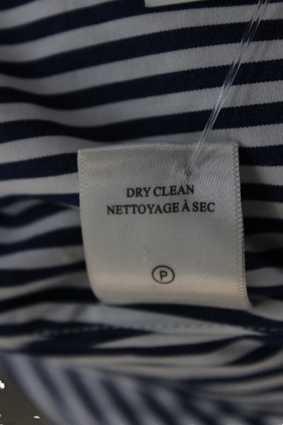 A.L.C. Womens Dark Blue Striped Collared Button Up Long Sleeve Cotton Top Size 2