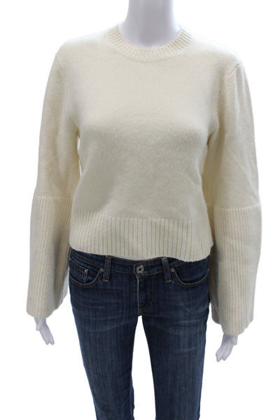A.L.C. Unisex Pullover Sweater White Crew Neck 70% Wool 30% Cashmere Size M