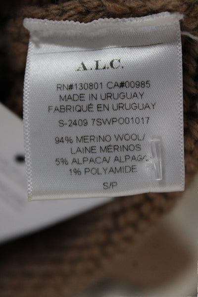 A.L.C. Unisex Brown Merino Alpaca Fair Isle Collared Zip Pullover Sweater Size S
