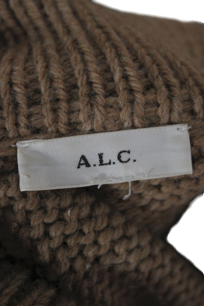 A.L.C. Unisex Brown Merino Alpaca Fair Isle Collared Zip Pullover Sweater Size S