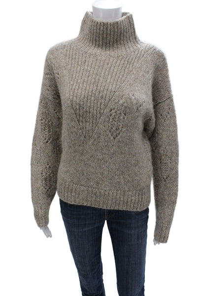 IRO Unisex Pullover Turtleneck Beige Merino Wool Alpaca Size S