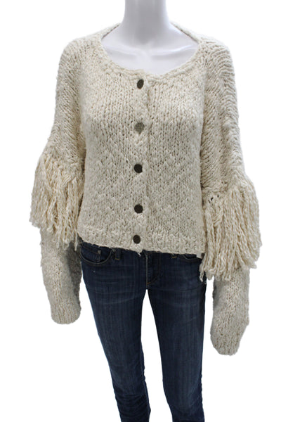Anthropologie Unisex Boho Cardigan Beige 100% Cotton Button Long Sleeve Size XS