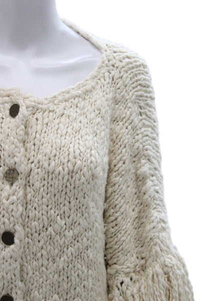Anthropologie Unisex Boho Cardigan Beige 100% Cotton Button Long Sleeve Size XS