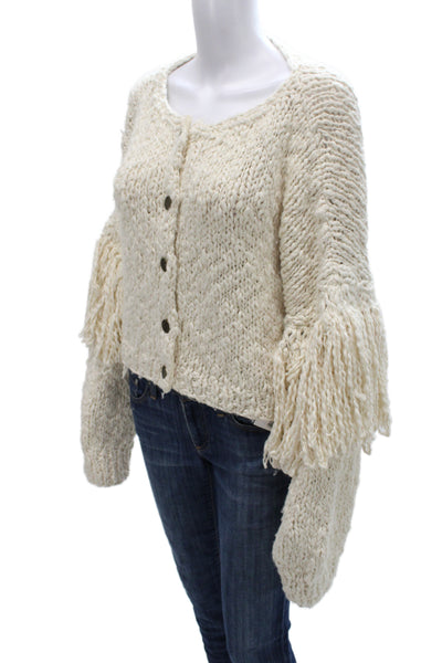 Anthropologie Unisex Boho Cardigan Beige 100% Cotton Button Long Sleeve Size XS