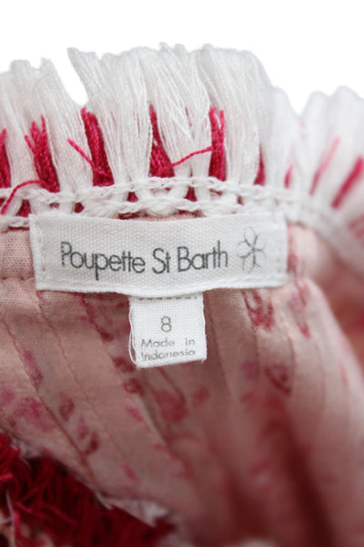 Poupette St. Barth Childrens Girls Floral Print Sun Dress Pink Red Size 8