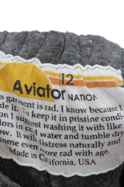 Aviator Nation Childrens Girls Pull On Sweatpants Grey Cotton Size 12