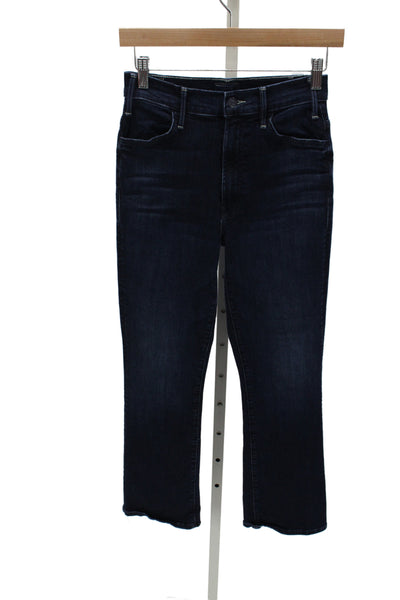 Mother Womens Ankle Cropped Dark Blue High Rise Jeans 94% Cotton Size 26