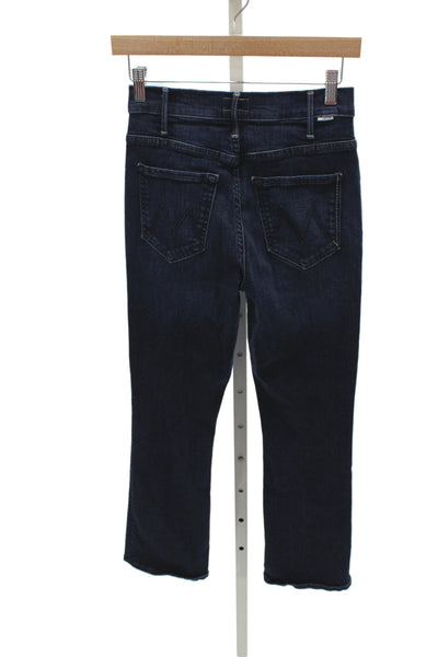 Mother Womens Ankle Cropped Dark Blue High Rise Jeans 94% Cotton Size 26