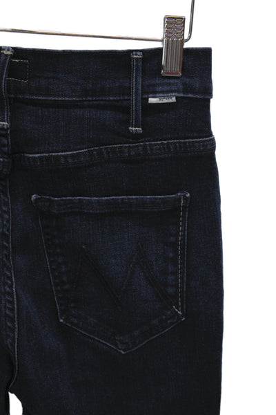 Mother Womens Ankle Cropped Dark Blue High Rise Jeans 94% Cotton Size 26