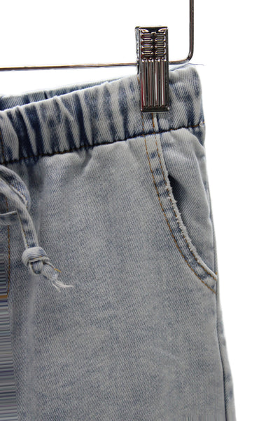 Tractr Childrens Girls Wide Leg Cargo Jeans Blue Cotton Size 8
