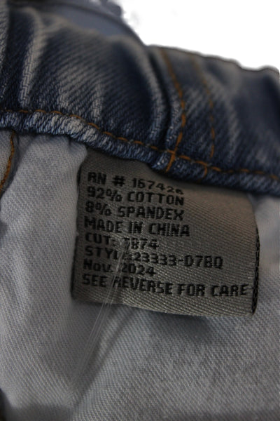 Tractr Childrens Girls Wide Leg Cargo Jeans Blue Cotton Size 8