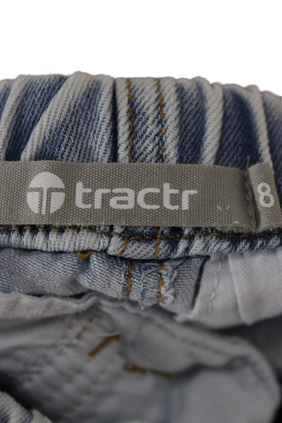 Tractr Childrens Girls Wide Leg Cargo Jeans Blue Cotton Size 8