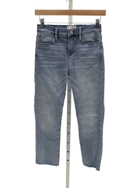 Frame Women Cropped Straight Jeans Light Blue High Rise Size 25