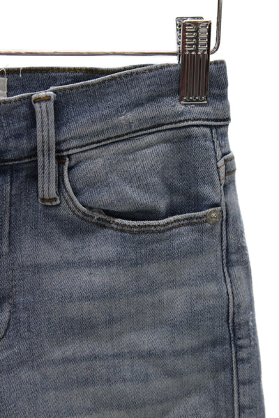 Frame Women Cropped Straight Jeans Light Blue High Rise Size 25