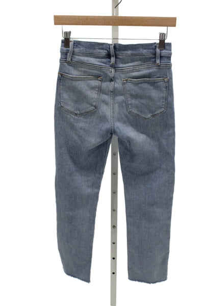 Frame Women Cropped Straight Jeans Light Blue High Rise Size 25