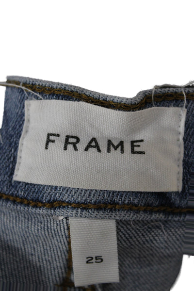 Frame Women Cropped Straight Jeans Light Blue High Rise Size 25