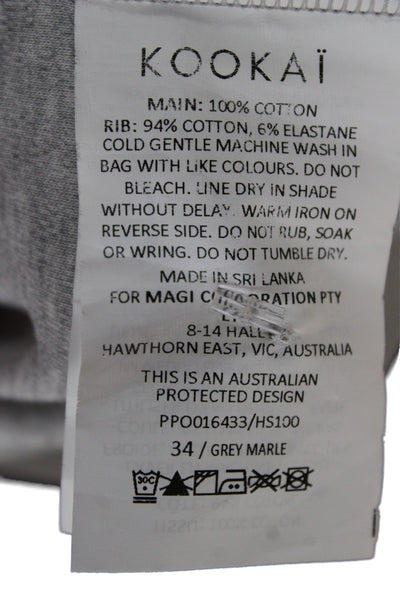 Kookai Womens T-Shirt Dress Gray Cotton Short Sleeve Mini Size 6