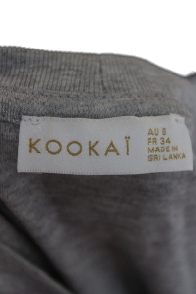 Kookai Womens T-Shirt Dress Gray Cotton Short Sleeve Mini Size 6