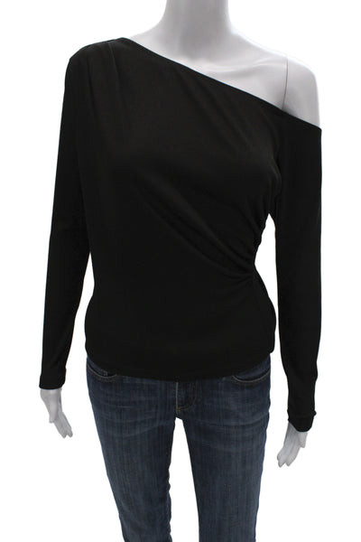 LNA Womens Black Long Sleeve Top Solid Polyester Spandex Size S