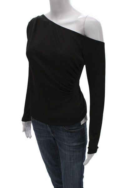 LNA Womens Black Long Sleeve Top Solid Polyester Spandex Size S