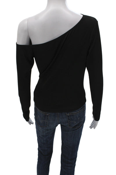 LNA Womens Black Long Sleeve Top Solid Polyester Spandex Size S