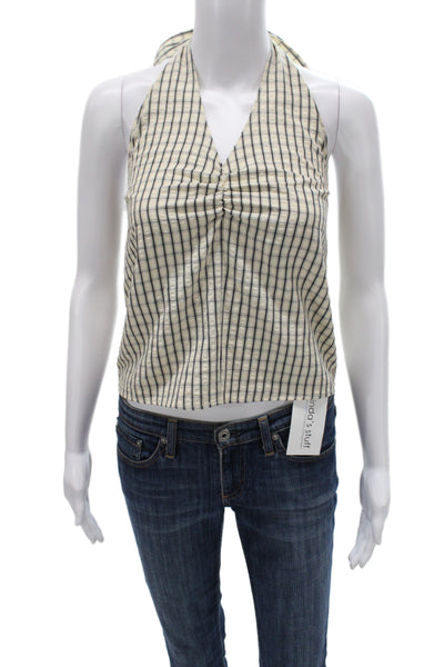 LNA Womens Cropped Tank Top Beige Check Tie Size XS