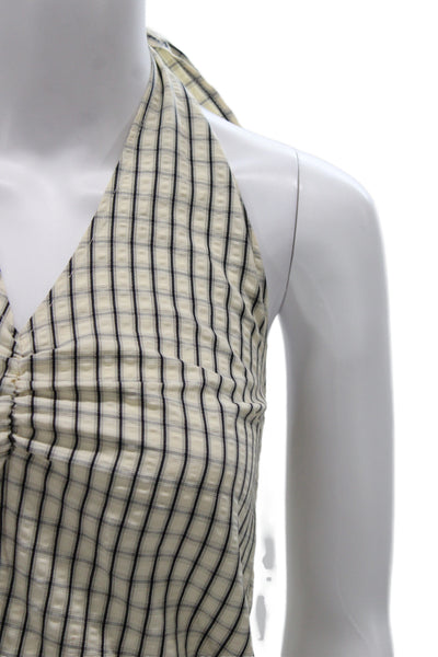LNA Womens Cropped Tank Top Beige Check Tie Size XS