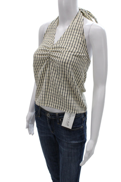 LNA Womens Cropped Tank Top Beige Check Tie Size XS