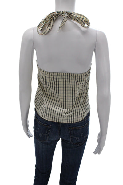 LNA Womens Cropped Tank Top Beige Check Tie Size XS