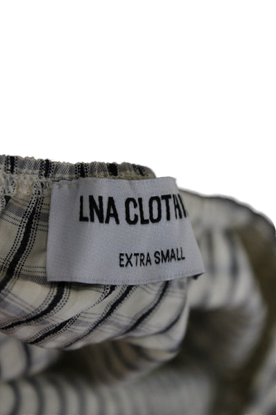 LNA Womens Cropped Tank Top Beige Check Tie Size XS