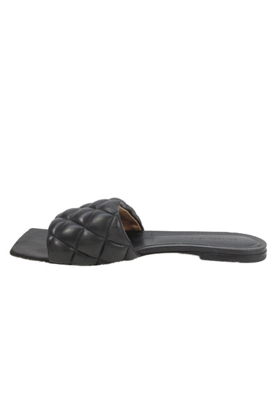 Bottega Veneta Womens Leather Quilted Texture Slide On Sandals Black Size 39 9