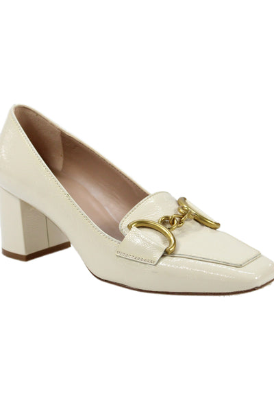 LK Bennett Womens Patent Leather Gold Tone Loafer Pumps Off White Size 37 7