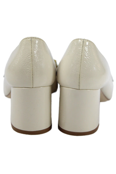 LK Bennett Womens Patent Leather Gold Tone Loafer Pumps Off White Size 37 7