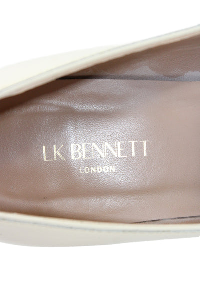LK Bennett Womens Patent Leather Gold Tone Loafer Pumps Off White Size 37 7