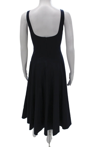 Staud Women Fit & Flare Dark Blue Square Neck Full-Length Dress Size 0