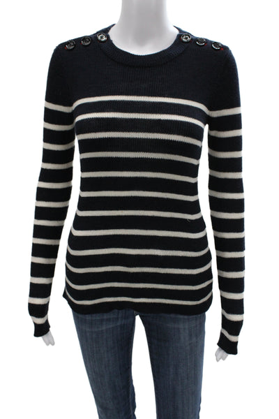 Isabel Marant Etoile Unisex Dark Blue Striped Pullover Long Sleeve Size 36