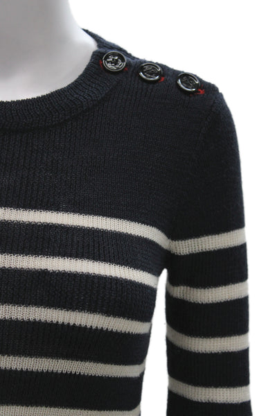 Isabel Marant Etoile Unisex Dark Blue Striped Pullover Long Sleeve Size 36