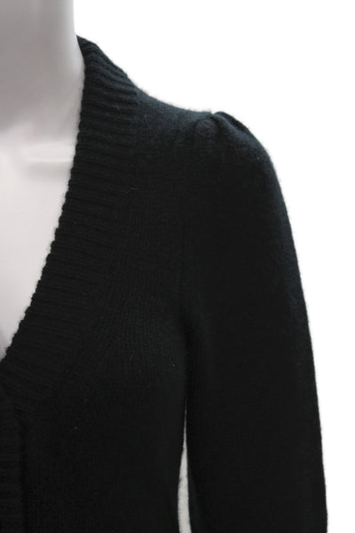 Zadig & Voltaire Women Cashmere V-Neck Button Cardigan Black 3/4 Sleeve Size XS