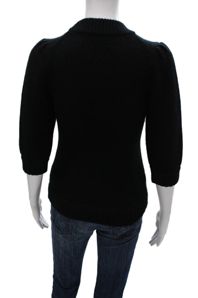 Zadig & Voltaire Women Cashmere V-Neck Button Cardigan Black 3/4 Sleeve Size XS