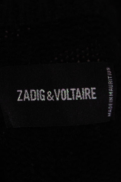 Zadig & Voltaire Women Cashmere V-Neck Button Cardigan Black 3/4 Sleeve Size XS