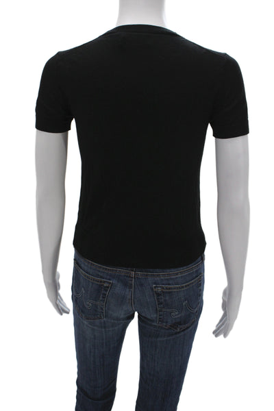 Theory Women Black Basic Cotton Crew Neck Short Sleeve T-Shirt Size S