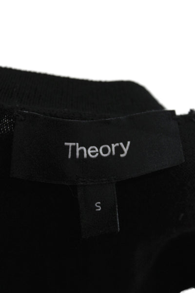 Theory Women Black Basic Cotton Crew Neck Short Sleeve T-Shirt Size S