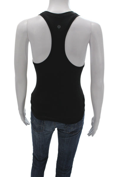Lululemon Womens Black Cotton Basic Sleeveless Round Neck Tank Size 2